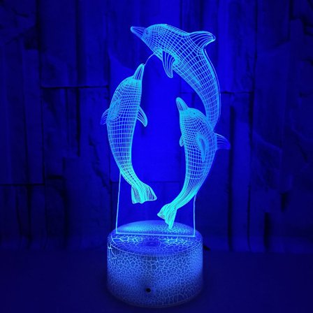 Dolphin 3D-ljus 7 färger Touch Light Stereoskopisk 3D Vision Light