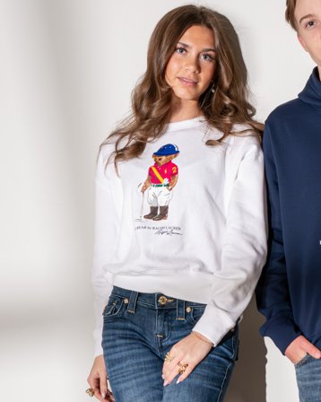 Polo Ralph Lauren Polo Bear Fleece Boxy Sweatshirt Hvit Genser Jente - Kids Brand Store