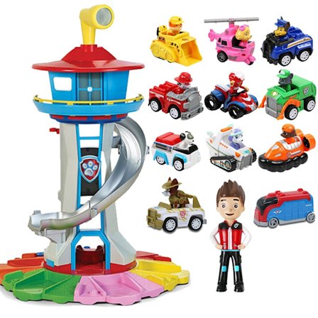 Paw Patrol Legetøjssæt - Med Udskigstårn & Køretøjer | Actionfigurer til børn fra 3 år | Gave til fødselsdag