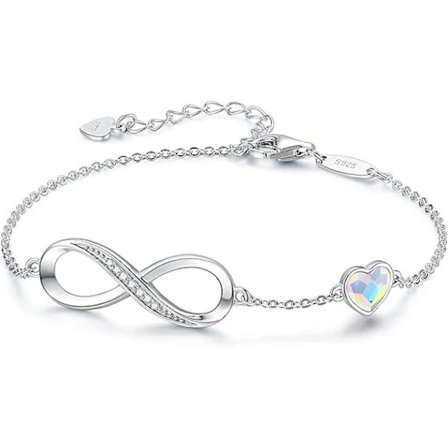 Infinity Armbånd til Kvinder Smykker 925 Sterling Sølv Armbånd Dame Kærlighed Hjerte Armbånd Gaver til Hende Kvinder Hustru Mor Colors[co]