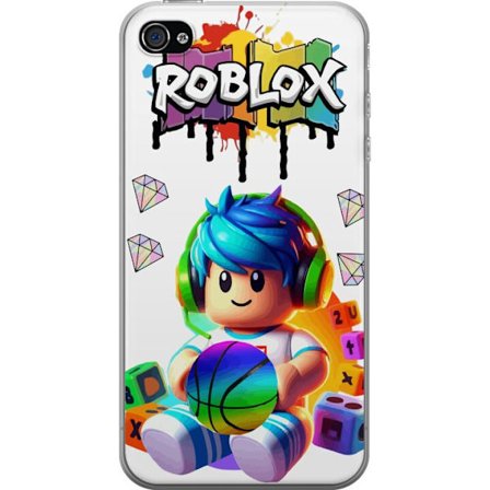 Kompatibelt Mobilskal till Apple Apple iPhone 4s Färgstark Roblox-illustration med spelkaraktär, leksaker och energi, perfekt för spelentusiaster o