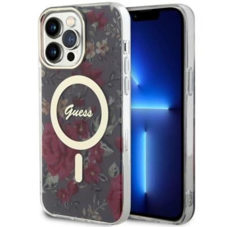 Guess iPhone 14 Pro Max Mobilskal MagSafe Flower - Grøn