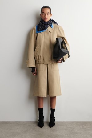 COS Women's Rounded Cotton Blouson Jacket in Beige