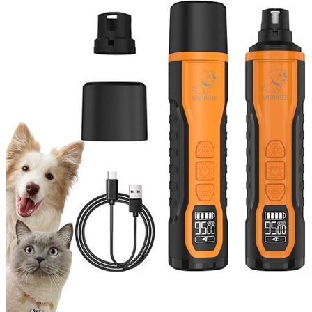 Hund Nagel Slipmaskin, Elektrisk Hund Nageltrimmer, 5-Hastighets Tassvård & Utslätning, 2 LED-lampor & 2000mAh Batteri, Lämplig för Stora, Mellanstora