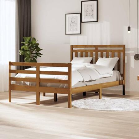 Vidaxl Sängram Honungsbrun Massiv Furu 120x190 Cm 4ft Liten Dubb Brun