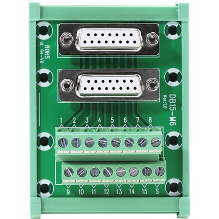 DB15-M6 dubbel uttag huvud, DIN-skena montering, gränssnittsmodul, terminalblock, kortkontakt