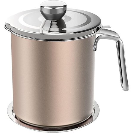 Olje Fett Gryta För Guldbehållare Rostfritt Stål Förvaring Med 2 Liters Burk I Finmaskig Sil Damm Skydd Halkfri Platta Frityrolja Förvaring