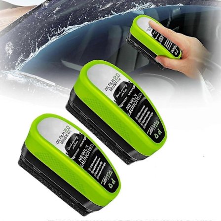 2 stk. Opgraderet bilolie filmrensebørste, 2025 Ny 2.0 Grøn Glasolie filmfjerner til bilforrude, Bilglasrens & Olie filmbørste-Yvan