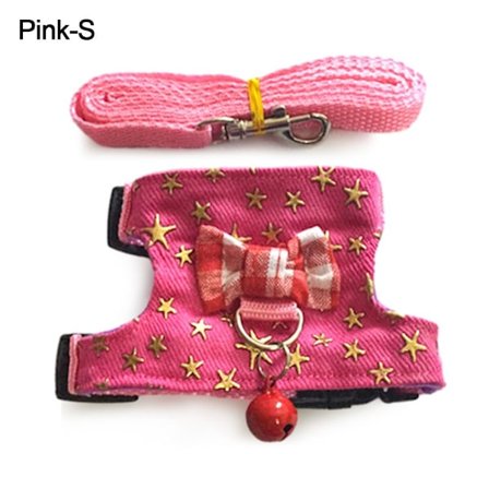 Stripe Pet Bröstrem Bowtie Sele Väst PINK S S