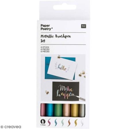 Rico Design Metallic Brush Pens - Multicolor - 6 stk