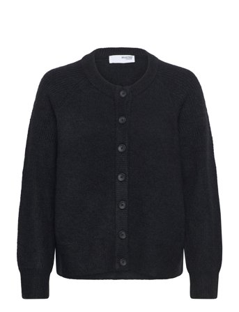 Selected Slfrena Ls Knit Cardigan Camp - Black - S