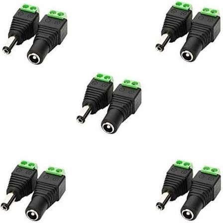 5,5x2,1mm DC-naaras DC-uros adapteri 12V DC-liitäntä, CCTV-kameralle LED-nauhalle tai muille DC 5V-24V-laitteille (5naaras+5uros)