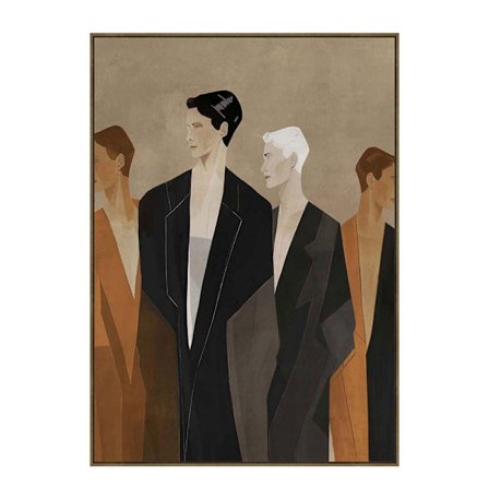 Lærredskunst – Human Flow-maleri, 80x120 cm, brun/beige