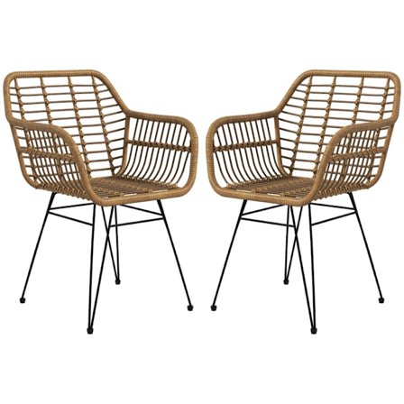 Rootz sæt med 2 Boho Style køkkenstole - Spisestuestole - Rattan stole - Naturlig æstetik - Komfortabelt design - Holdbar konstruktion - 56cm x 60cm x