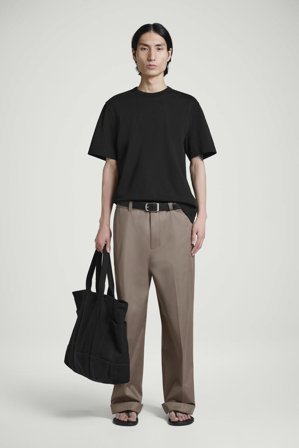 COS Men's T-Shirt Girocollo In Cotone Interlock in Nero