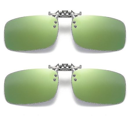 2 stk. Polariserende Flip Up Clip-On Fiskesolbriller til Kørsel Nattesyn Gule Kvinder Kvadratiske Solbriller med Klips