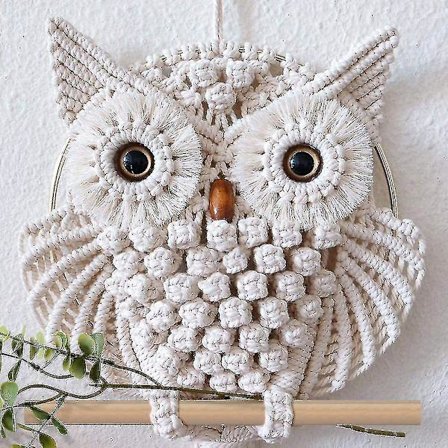 17x45cm håndvevd veggteppe ugleform bohemsk stil bomullsreip vevd veggteppe stue-ksize