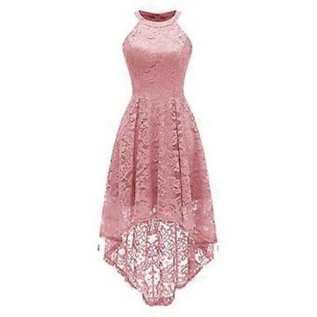 Damekjole Kveld Bryllup Dame Blonde Ermeløs Midi Kjole Cocktail Kveld Festkjole (XL rosa)