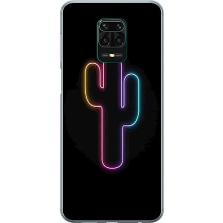 Yhteensopiva Puhelinkuori Xiaomi Xiaomi Redmi Note 9 Pro Neonpiirros kaktuksista vaaleanpunaisessa ja sinisessä valossa tummaa taustaa vasten