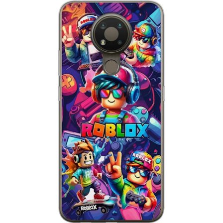 Yhteensopiva Puhelinkuori Nokia Nokia 3.4 Värikäs Roblox-peliryhmä kuulokkeilla, ohjaimilla ja neonväreillä, täydellinen lapsille ja peli-intoil