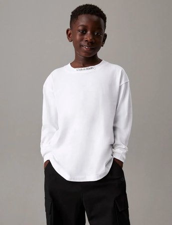 Calvin Klein Embro. Ck Logo Ls T-Shirt - White - 152
