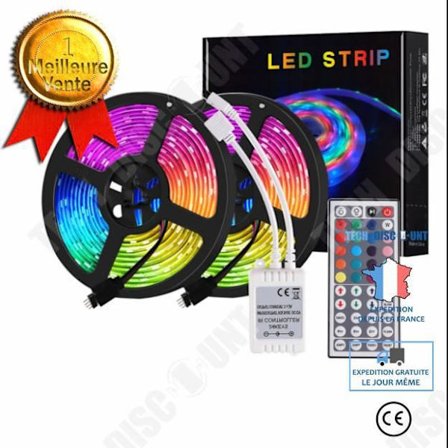 LED-remsa - TD - 10m 5050 RGB - 600 LED-lampor - IP65 Vattentålig - IR-fjärrkontroll 44 knappar