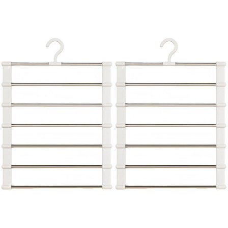 2 stk. Multifunksjonell Sammenleggbar Buksehenger Flerlags Oppbevaring Hengende Klær