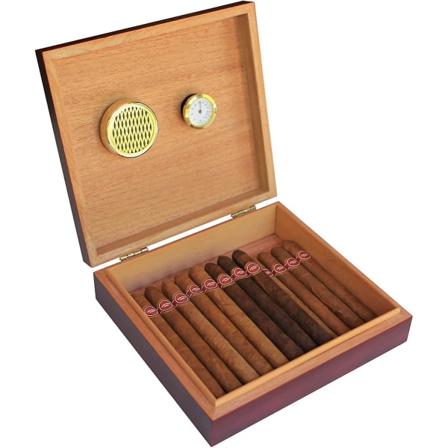 Cherry Cedar Wood Sigar Humidor integroidulla kosteusmittarilla ja kostuttimella