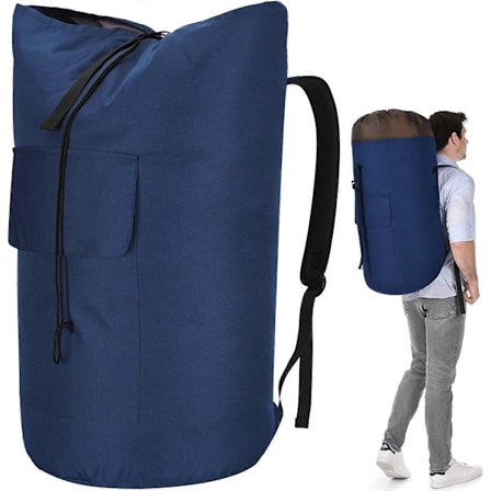 Vaskepose Ekstra Stor Kraftig, 115L Vaskeryggsekk, Solid Vaskepose med Stropper, Militærgrønn Vaskepose for College, Topplasting (Fww)