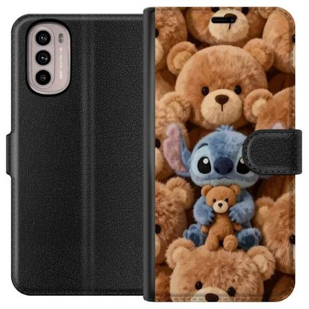 Kompatibelt Lommeboketui til Motorola Moto G41 Stitch omgitt av brune teddybjørner med en liten teddybjørn i fanget i en søt og koselig kawaii-design