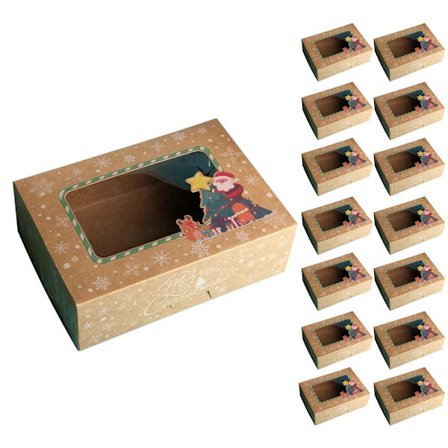 16 stk. julekageæsker papir julegaveæske Glædelig jul dekorationer til hjemmet nytårsgaveæsker