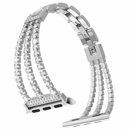 38mm 40mm 41mm Smykkesklokkestropp for iwatch Stropp Serie 9 8 7 6 5 4 3 2 1 Justerbart Krystall Diamant Armbånd Erstatning iwatch silver 38/40/41mm
