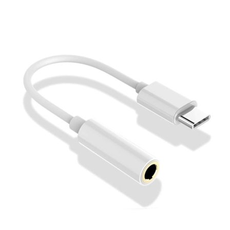DAC USB C til 3,5 mm AUX-adapter til hovedtelefoner Højttaler hvid