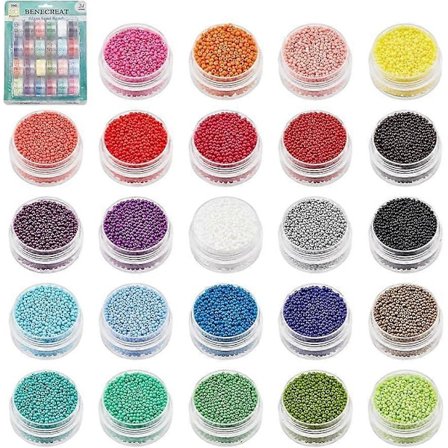 Glassperler 11/0 24 Esker med 24000 stk 2mm Runde Pony Perler Flerfargede Mini Avstandsperler