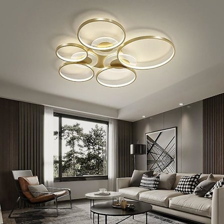 1 Pään Ympyrän Muotoinen Himmennettävä LED-Kattokruunu Musta Kulta