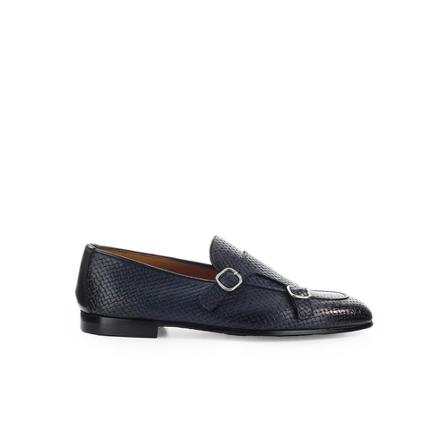Doucal's, Double Buckle Loafers Blauw, Heren, Maat:43 EU,Bedrukt