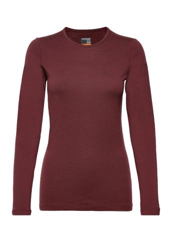 Wmns 200 Oasis Ls Crewe Base Layer Tops Vinröd Icebreaker