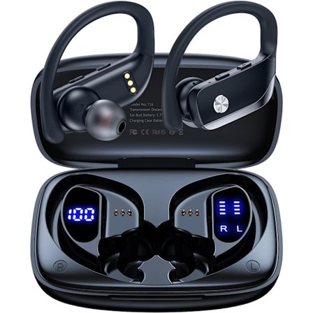 2025 Latest Model Wireless Headphones Bluetooth Headphones 48 Hours Playtime Sports Headphones with LED Display Over-Ear Buds with Earhooks Built-in