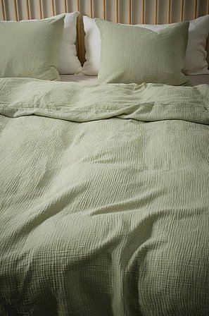 Jotex - Sengesæt i Musselin Dobbeltseng Salviagrön - AMILIA - Køb Dobbeltseng hos Jotex