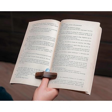 Bogsideholder - Håndlavet Naturlig Valnød Tommelfingerlæser - Romersk Læsetilbehør Gaver til Læsere, Bogelskere, Bogorme, Litterære Gaver