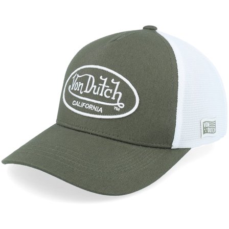 Von Dutch - Zelená trucker Kšiltovka - Oval Patch White/Dark Green A-Frame Trucker @ Hatstore
