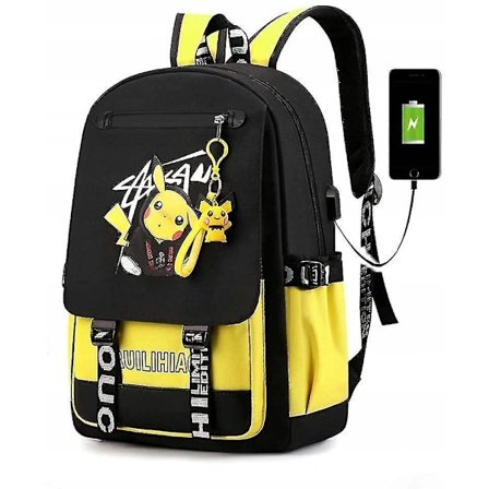 Pokemon Backpack With Usb Port Luminous Pattern Pikachu Backpack