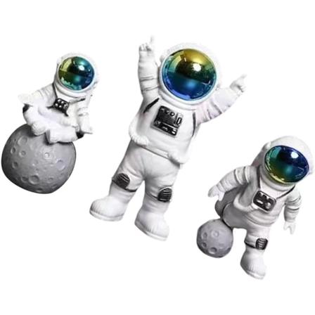 Astronauttihahmo Avaruusmies Veistos Hartsi Patsas Koriste Toimistojuhliin Ainutlaatuinen Koriste-esine, Sininen, 3 kpl