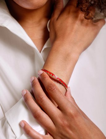 Design Letters Lace Bangle - Brass - Gold - L:6.1CM