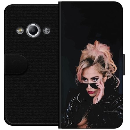 Yhteensopiva Lompakkokotelo Samsung Galaxy Xcover 3 Lady Gagan muotokuva aurinkolaseilla ja dramaattisella meikillä tummassa glamuurityylissä