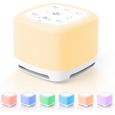 [3-i-1 Nyaste] 40 Ljud Vit Brus Maskin | 7 Nattlampa | Trådlös Högtalare, Enkel Sömnljud Maskin för Bebisar Vuxna Barn, för Yoga, Hjälp