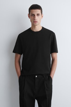 COS Homme T-Shirt À Col Rond En Coton Interlock in Noir