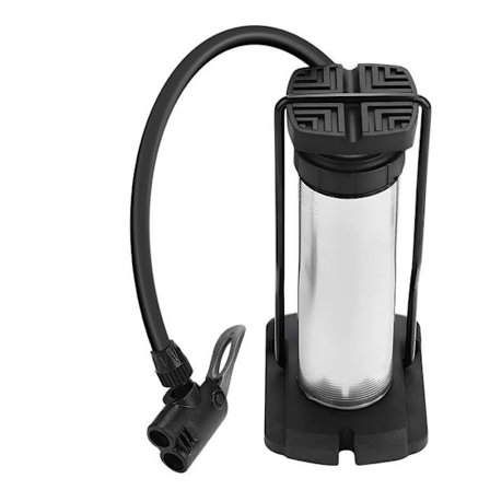 Kompakt fodpumpe 17x4.5cm tryk op til 100 PSI til cykel og motorcykel sort / sølv