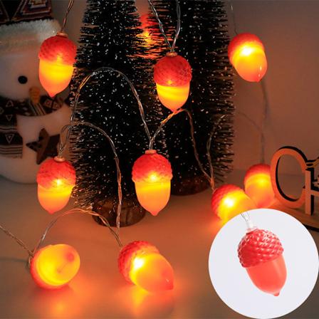 Syksyn Koriste Tammenterhojen Valojuova Paristoilla, 10Ft Kiitosp iv n Koristevalot 20 LED Oranssia Tammenterhoa Syksyn Valot, Au