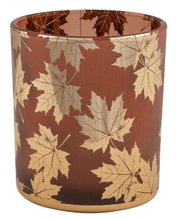 BC Lysglass Løvblader Brun 7x8cm